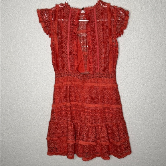 SAYLOR Carlotta Open Back Lace Mini Dress Medium Coquette - Picture 5 of 8